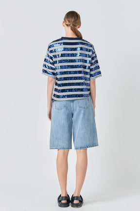GREY LAB - Sequin Stripe Top - TOPS available at Objectrare