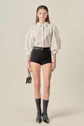 ENGLISH FACTORY - Amelie Rhinestone Trim Shirt - TOPS available at Objectrare