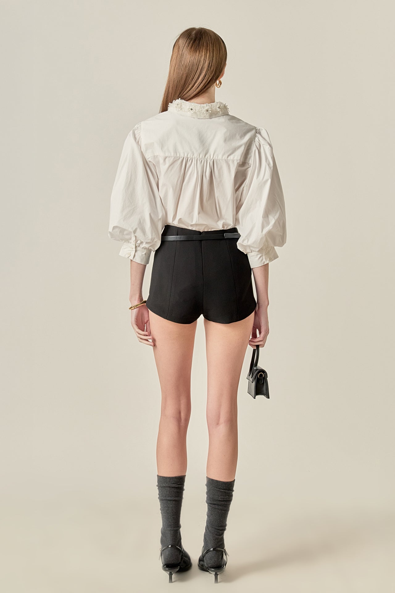 ENGLISH FACTORY - Amelie Rhinestone Trim Shirt - TOPS available at Objectrare