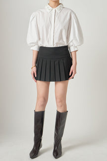 Shirt With Peral And Rhinestone Flower Trim