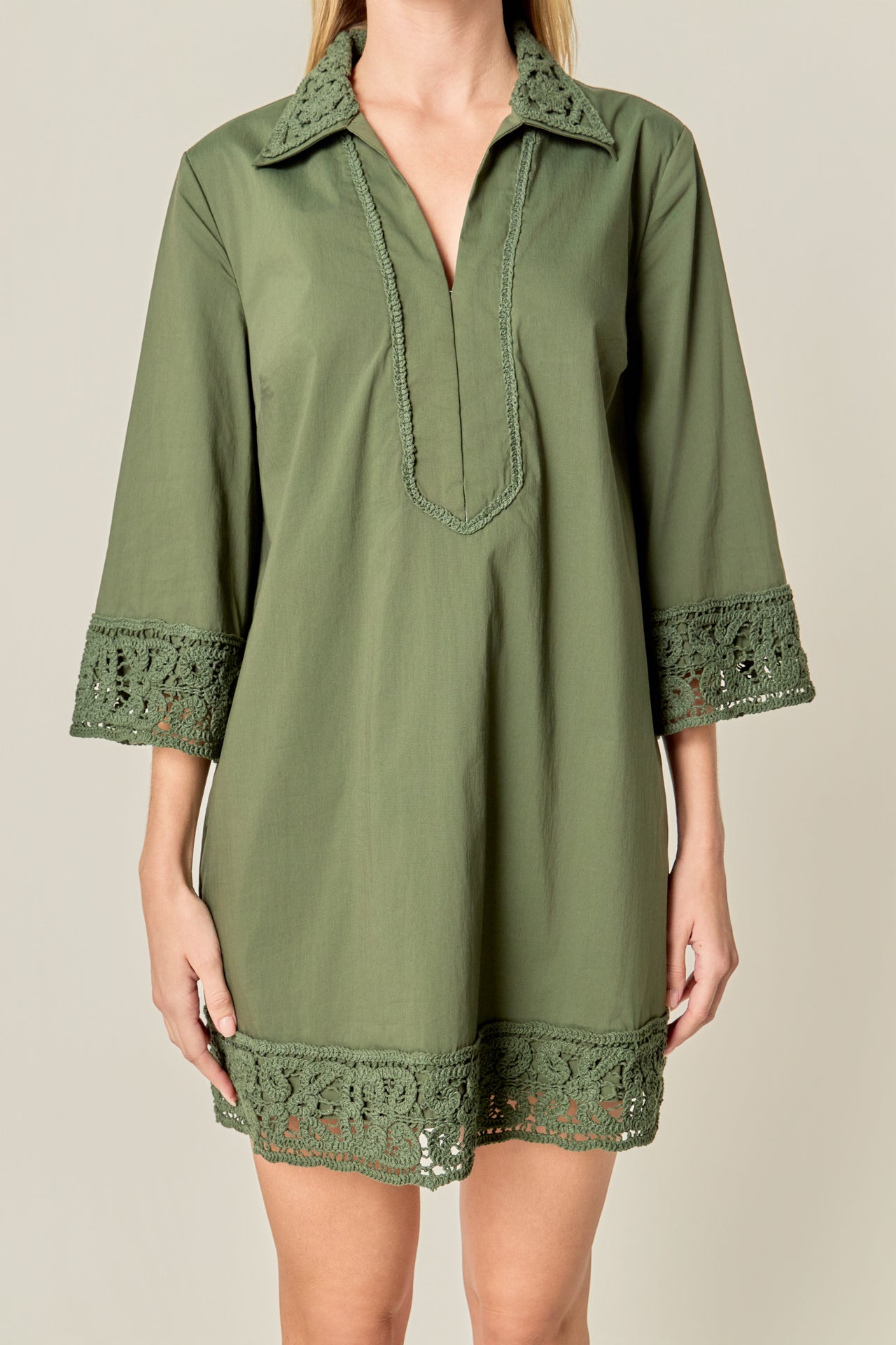 ENGLISH FACTORY - Crochet Accent Mini Dress - DRESSES available at Objectrare