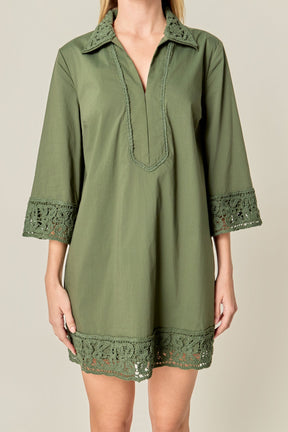 ENGLISH FACTORY - Crochet Accent Mini Dress - DRESSES available at Objectrare