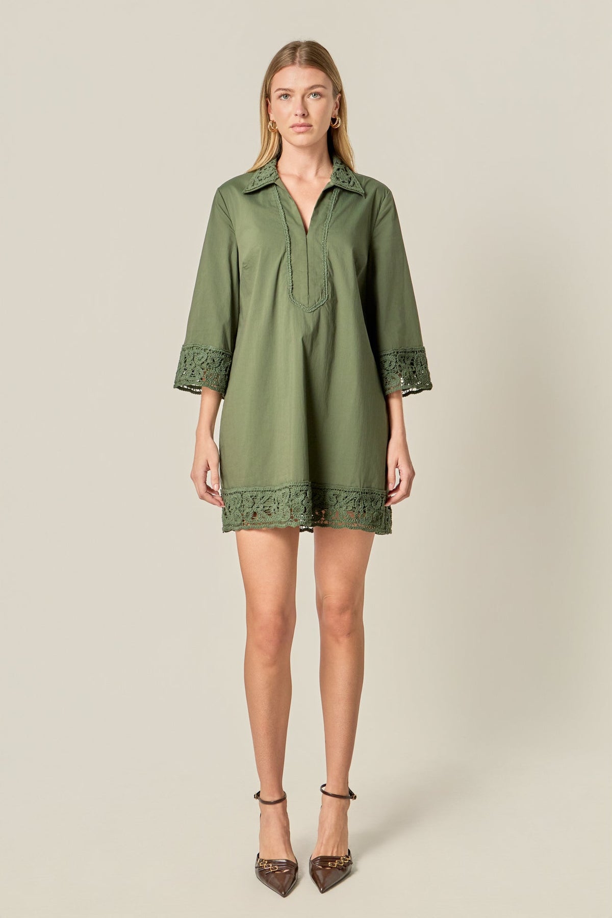 ENGLISH FACTORY - Crochet Accent Mini Dress - DRESSES available at Objectrare