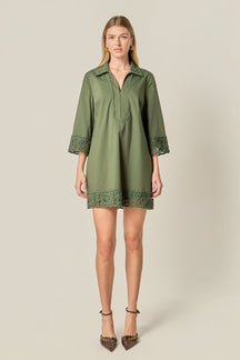 ENGLISH FACTORY - Crochet Accent Mini Dress - DRESSES available at Objectrare