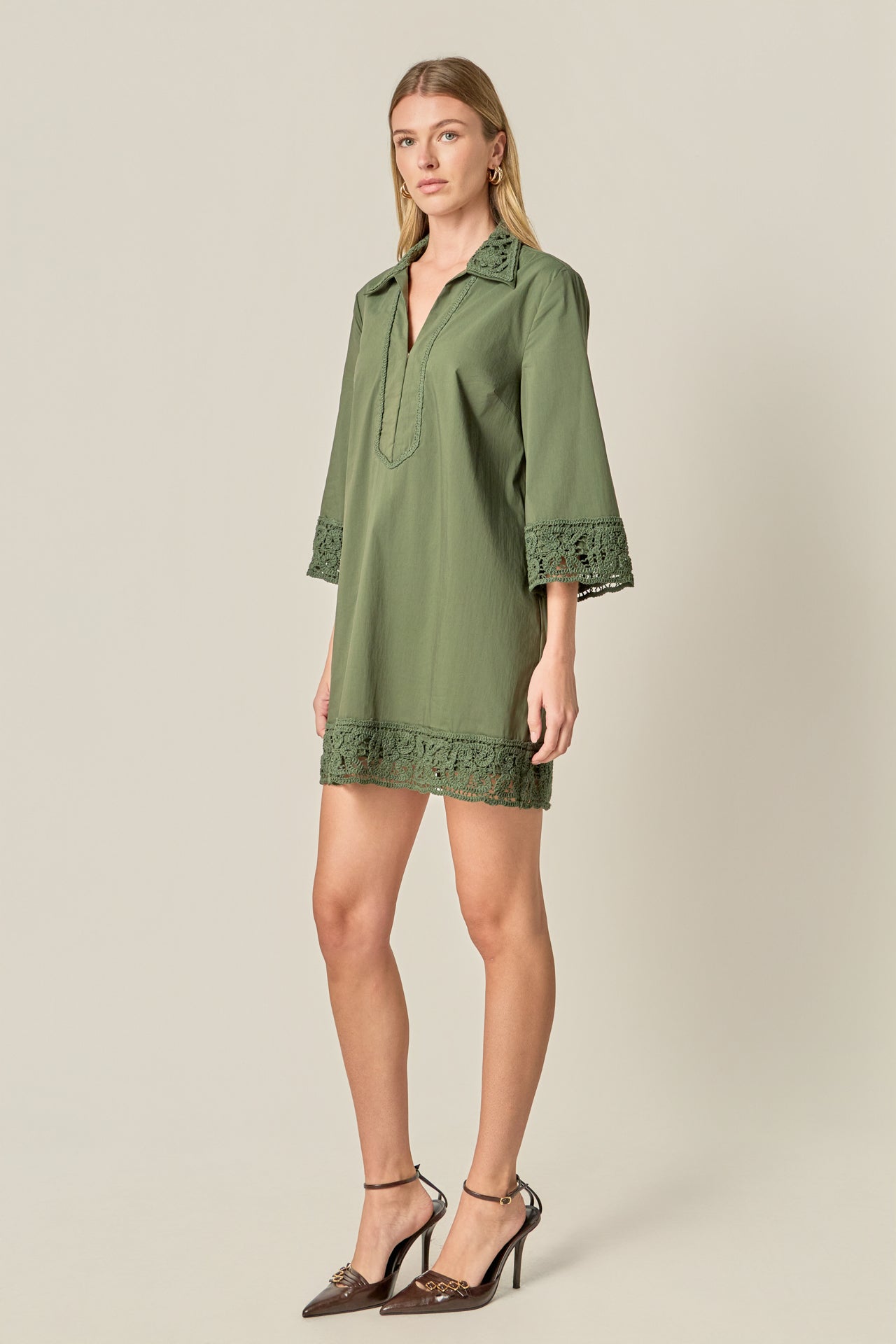 ENGLISH FACTORY - Crochet Accent Mini Dress - DRESSES available at Objectrare