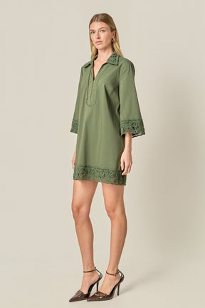 ENGLISH FACTORY - Crochet Accent Mini Dress - DRESSES available at Objectrare