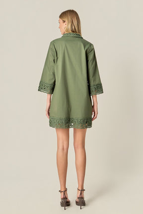 ENGLISH FACTORY - Crochet Accent Mini Dress - DRESSES available at Objectrare