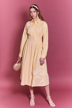 Structured Waist Applique Shirt Dress