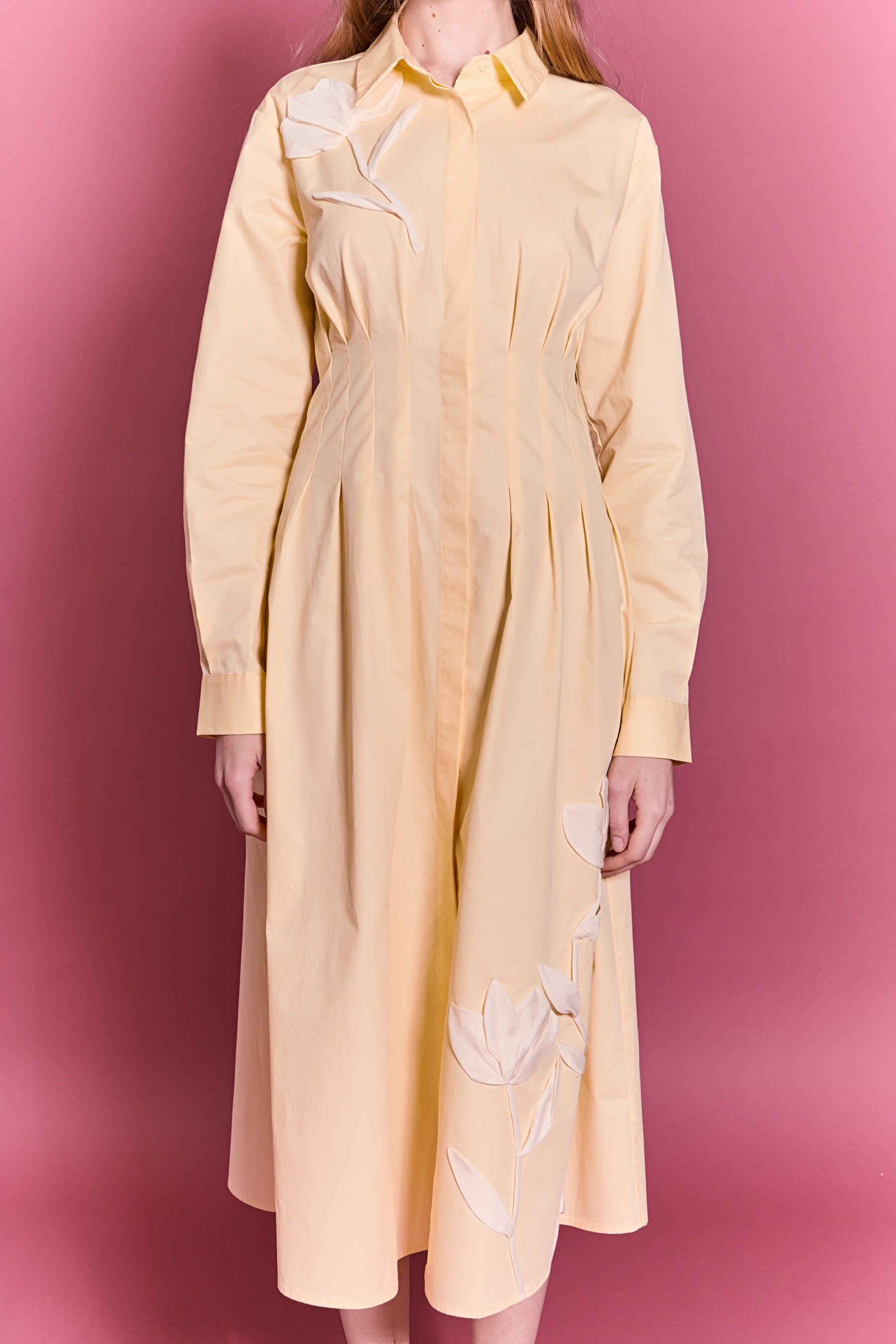 ENGLISH FACTORY - Structured Waist Applique Shirt Dress - DRESSES available at Objectrare