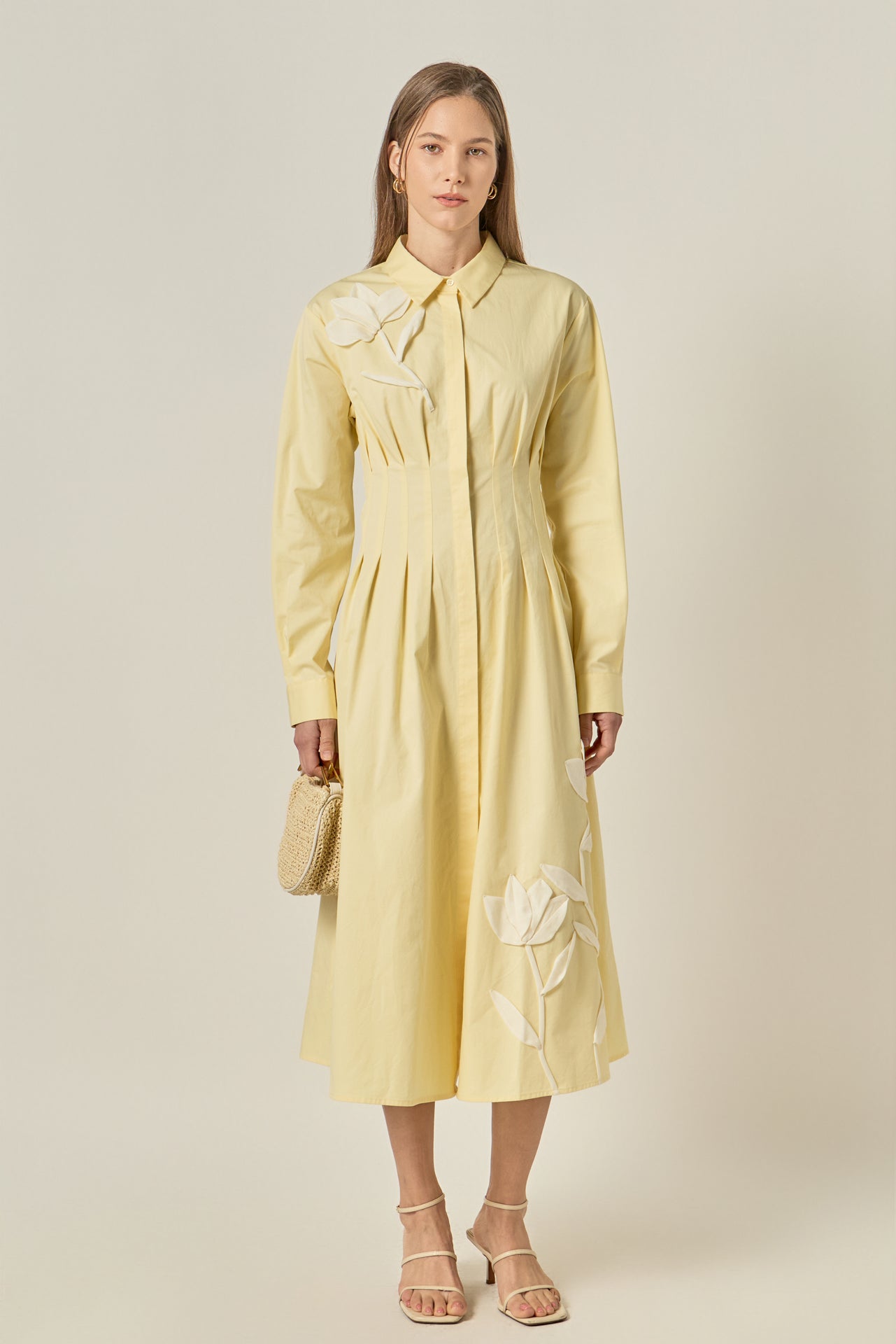 Structured Waist Applique Shirt Dress