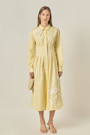 ENGLISH FACTORY - Structured Waist Applique Shirt Dress - DRESSES available at Objectrare