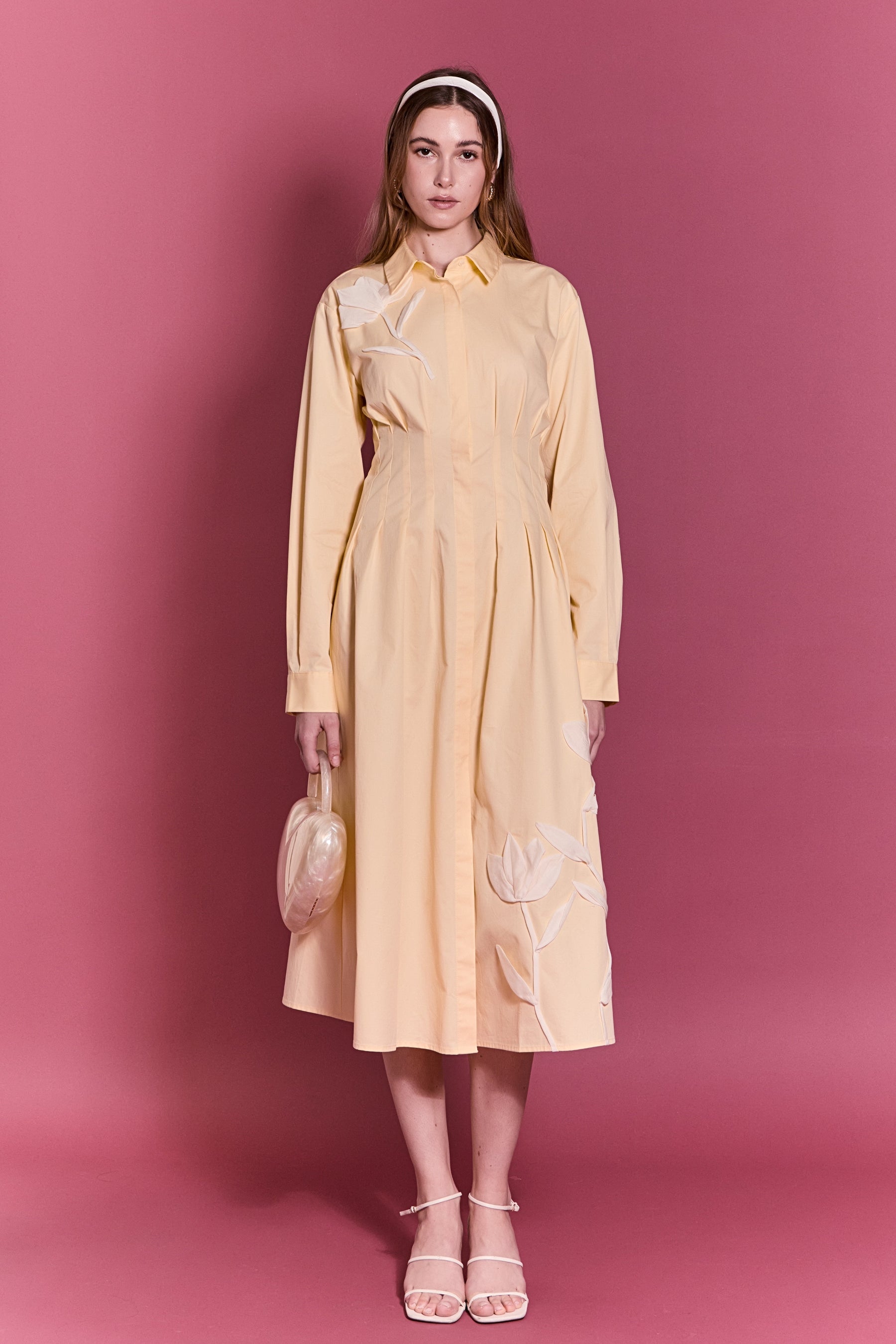 Structured Waist Applique Shirt Dress