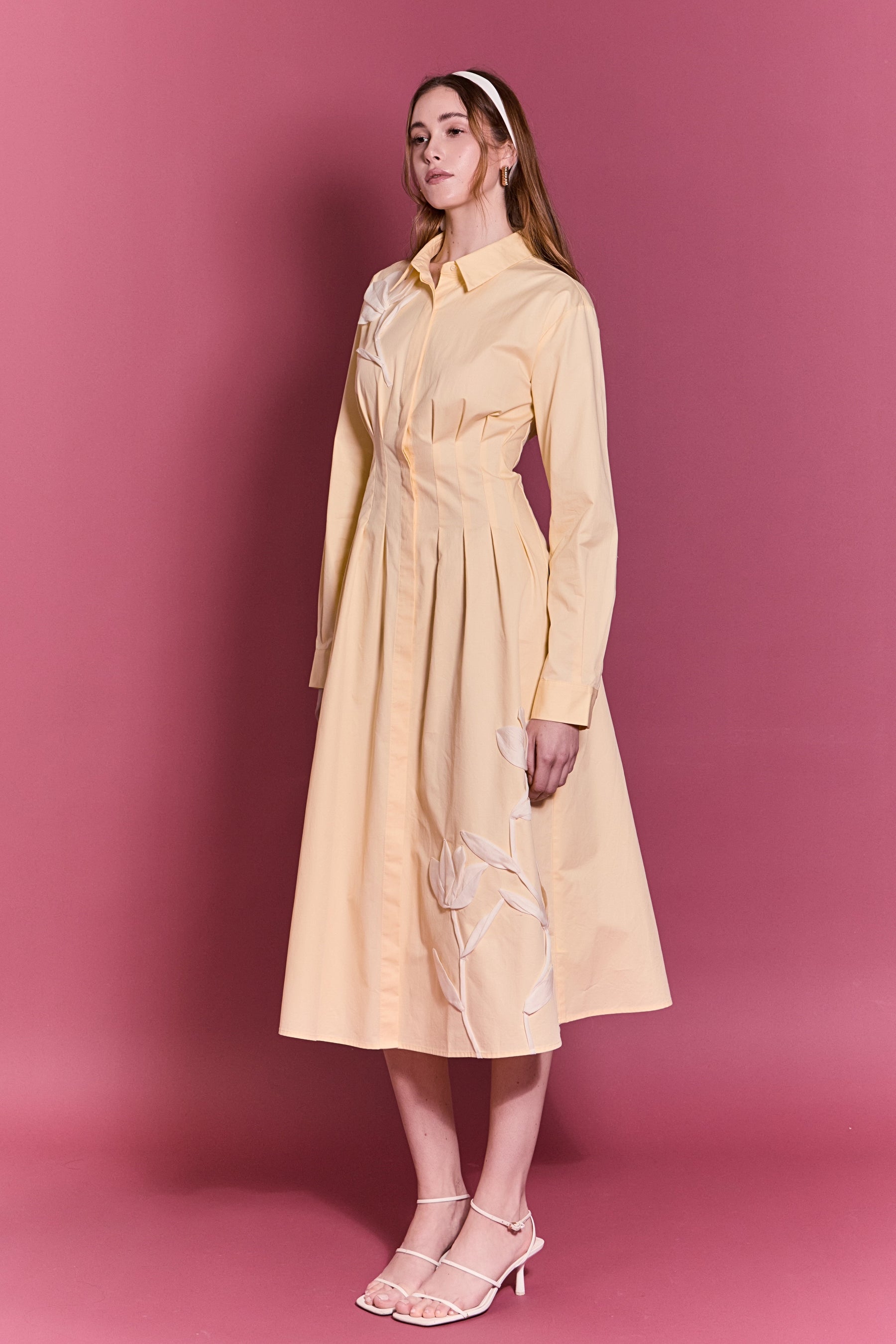 ENGLISH FACTORY - Structured Waist Applique Shirt Dress - DRESSES available at Objectrare