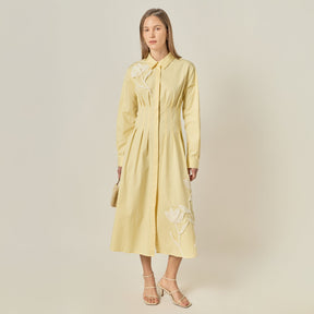 ENGLISH FACTORY - Structured Waist Applique Shirt Dress - DRESSES available at Objectrare