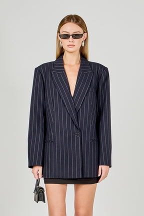 ENDLESS ROSE - Oversized Pinstripe Blazer - BLAZERS available at Objectrare