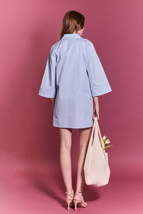 Floral Applique Shirt Mini Dress