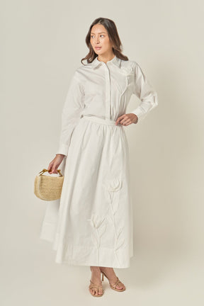 ENGLISH FACTORY - Floral Applique Collared Shirt - SHIRTS & BLOUSES available at Objectrare