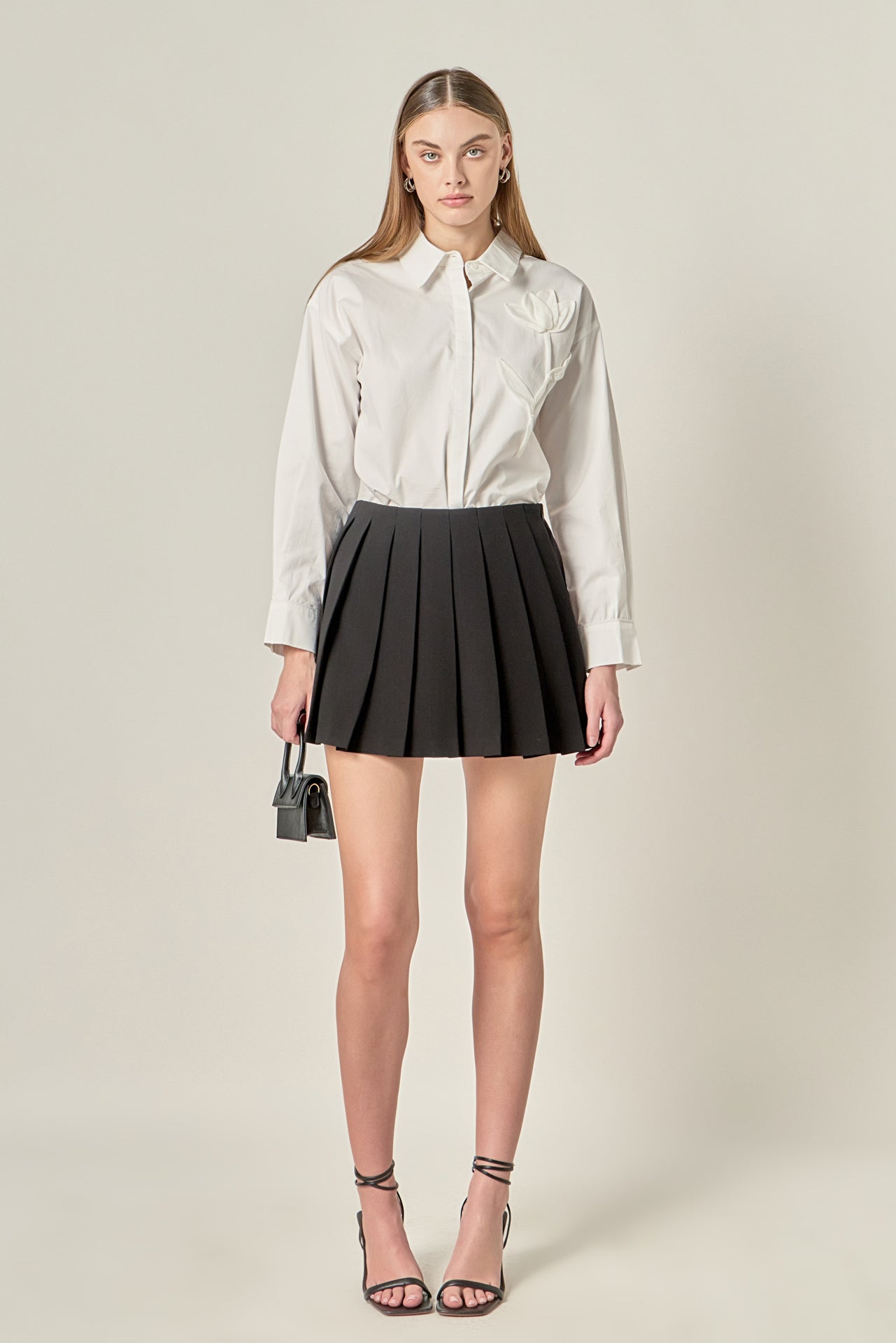 ENGLISH FACTORY - Floral Applique Collared Shirt - SHIRTS & BLOUSES available at Objectrare