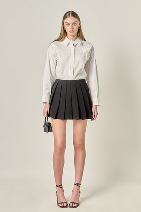 ENGLISH FACTORY - Floral Applique Collared Shirt - SHIRTS & BLOUSES available at Objectrare