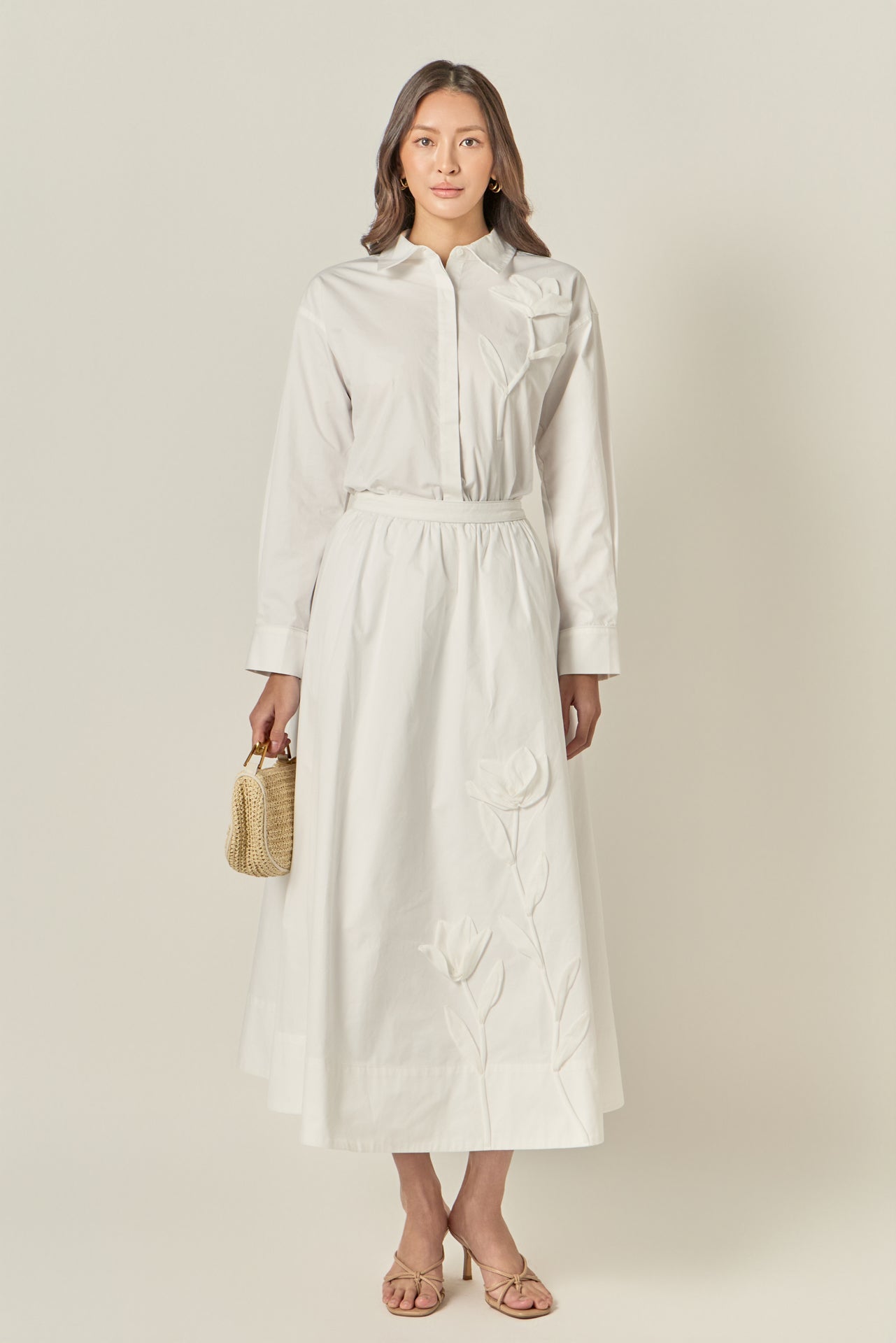 ENGLISH FACTORY - Floral Applique Collared Shirt - SHIRTS & BLOUSES available at Objectrare
