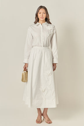 ENGLISH FACTORY - Floral Applique Collared Shirt - SHIRTS & BLOUSES available at Objectrare