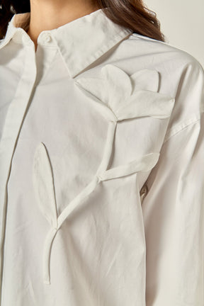 ENGLISH FACTORY - Floral Applique Collared Shirt - SHIRTS & BLOUSES available at Objectrare
