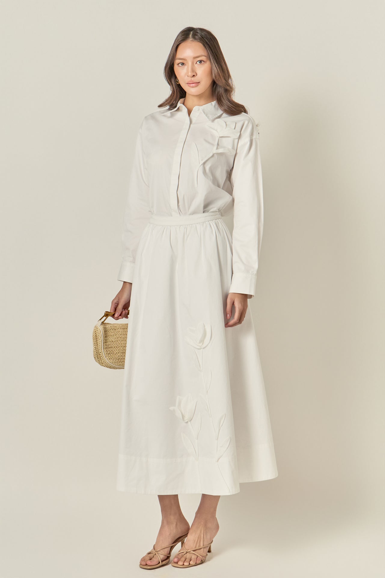 ENGLISH FACTORY - Floral Applique Midi Skirt - SKIRTS available at Objectrare