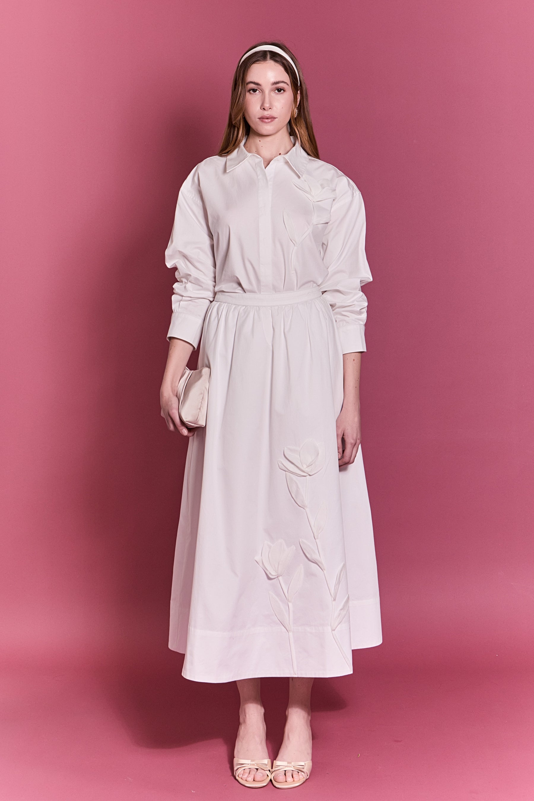 ENGLISH FACTORY - Floral Applique Midi Skirt - SKIRTS available at Objectrare