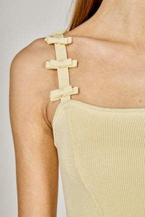 ENDLESS ROSE - Bow Accent Peplum Sleeveless Top - TOPS available at Objectrare