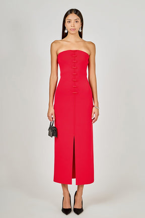 Lola Bow Accent Tube Midi Dress