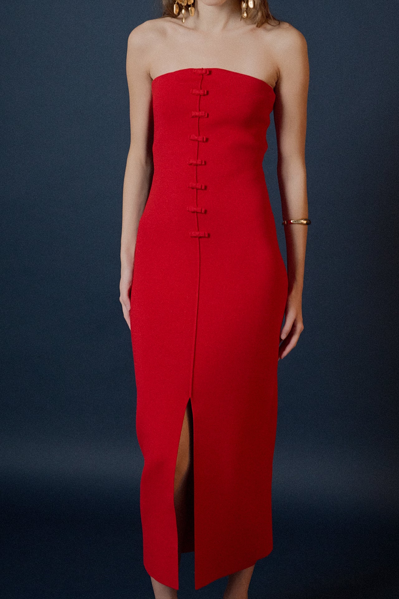 ENDLESS ROSE - Lola Bow Accent Tube Midi Dress - DRESSES available at Objectrare