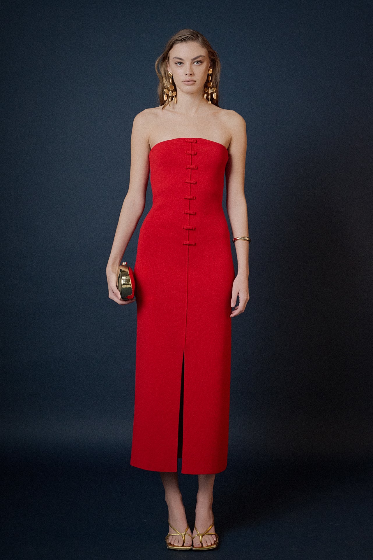 ENDLESS ROSE - Lola Bow Accent Tube Midi Dress - DRESSES available at Objectrare