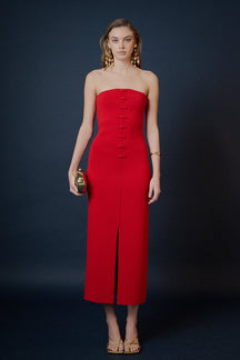 ENDLESS ROSE - Lola Bow Accent Tube Midi Dress - DRESSES available at Objectrare