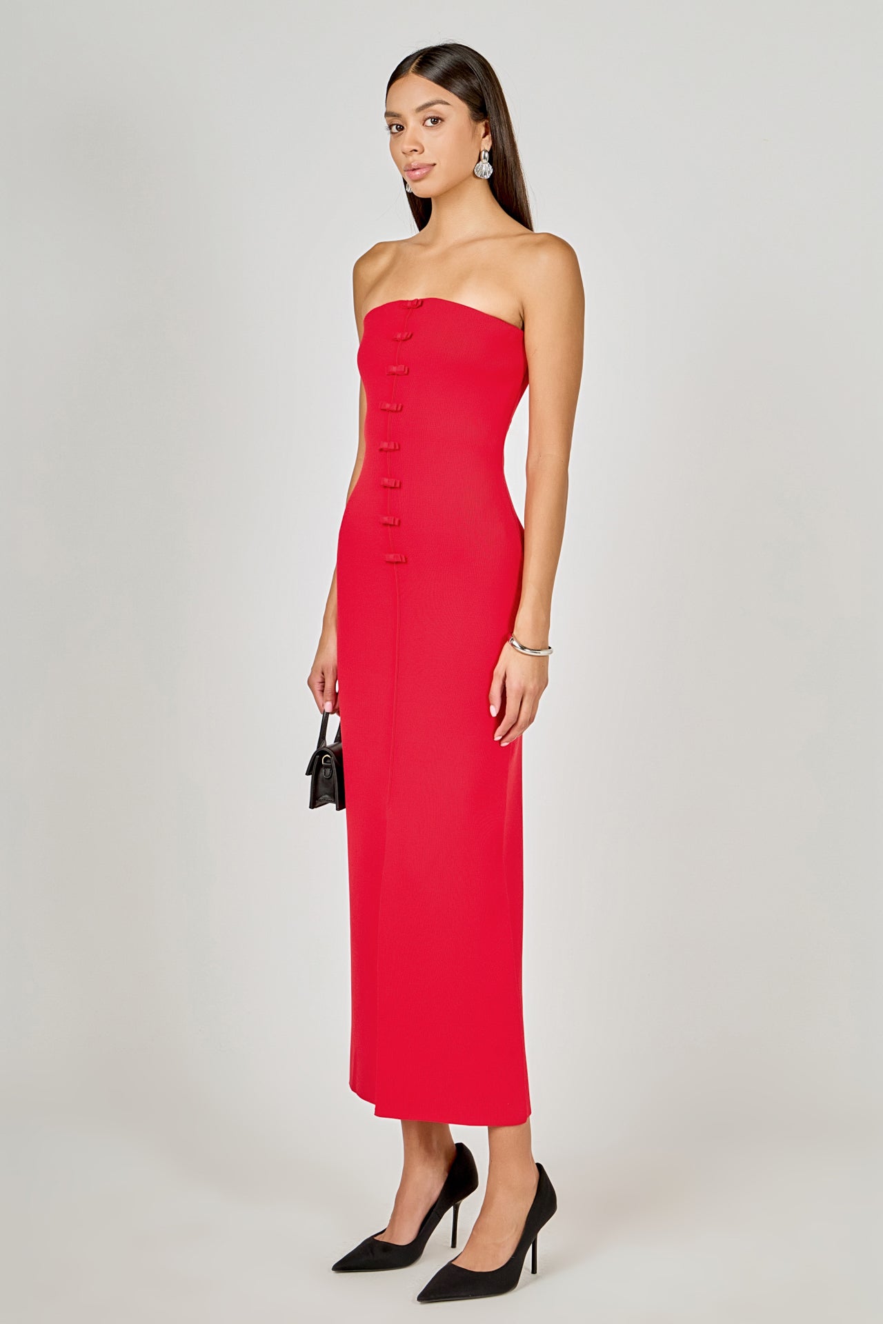 Lola Bow Accent Tube Midi Dress