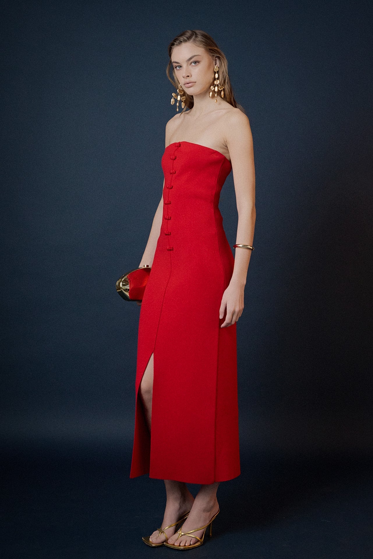 ENDLESS ROSE - Lola Bow Accent Tube Midi Dress - DRESSES available at Objectrare