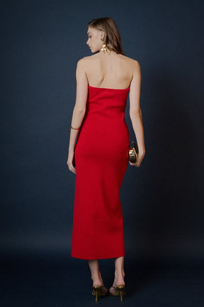 ENDLESS ROSE - Lola Bow Accent Tube Midi Dress - DRESSES available at Objectrare