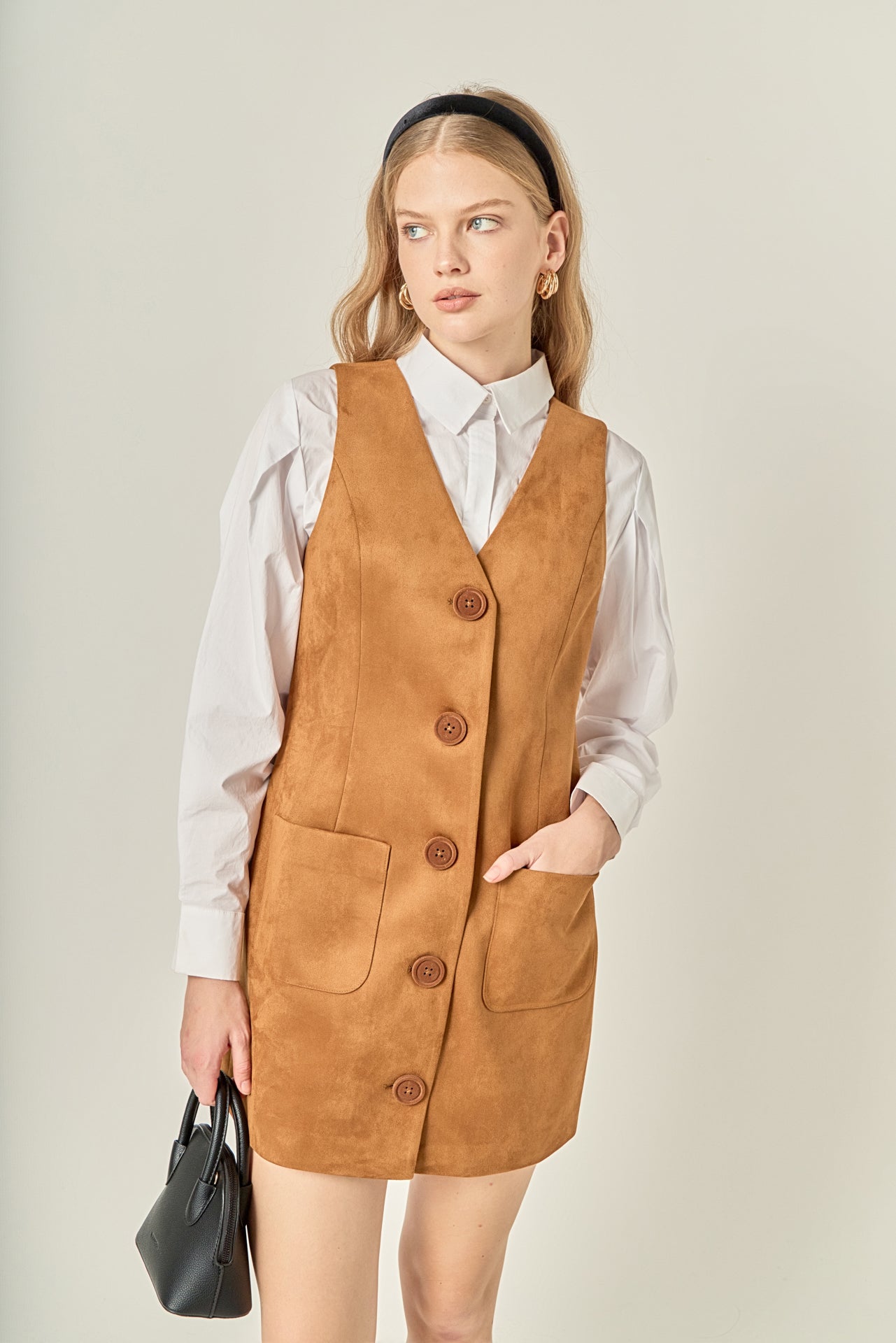 ENGLISH FACTORY - Faux Suede Vest Dress - DRESSES available at Objectrare