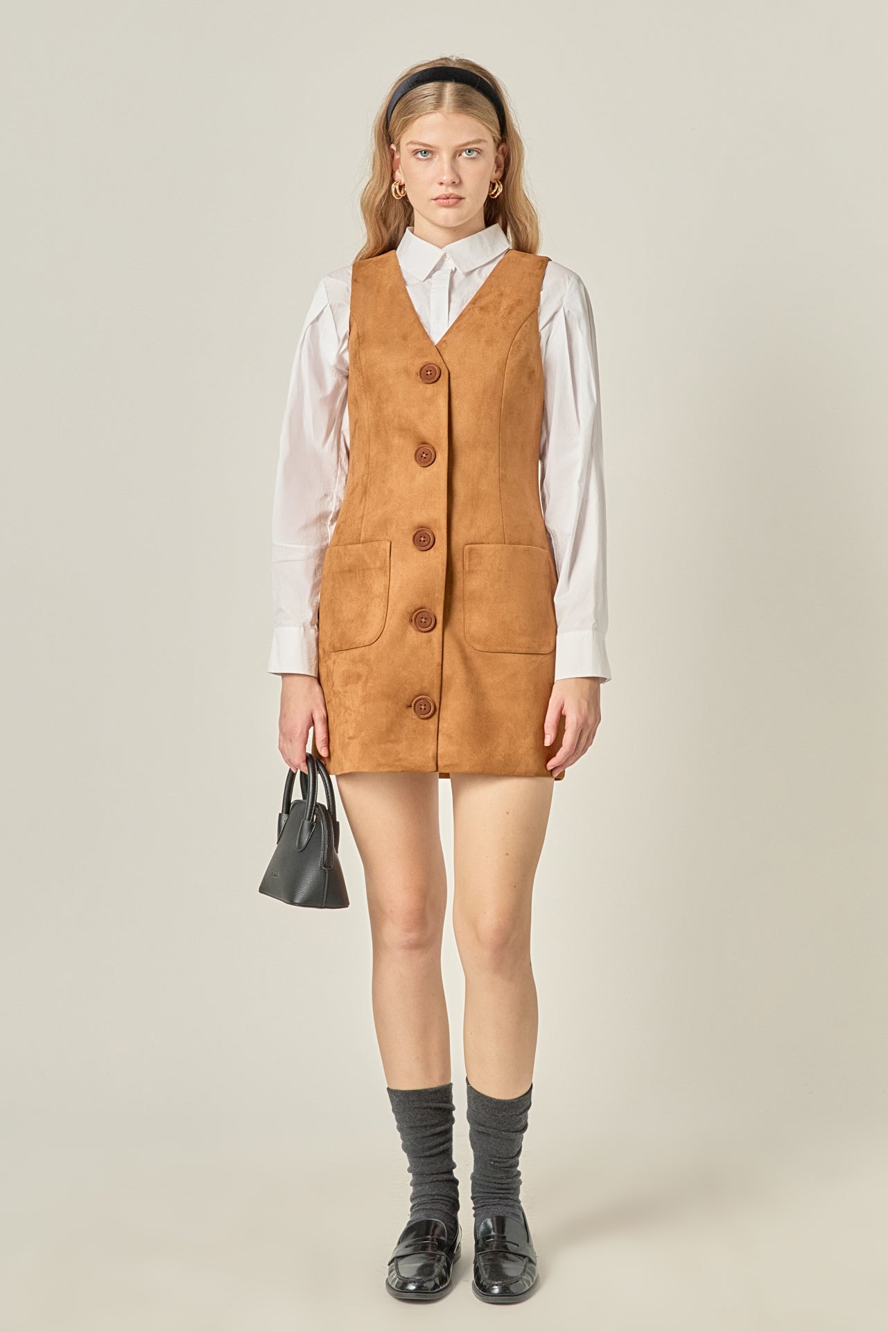 ENGLISH FACTORY - Faux Suede Vest Dress - DRESSES available at Objectrare