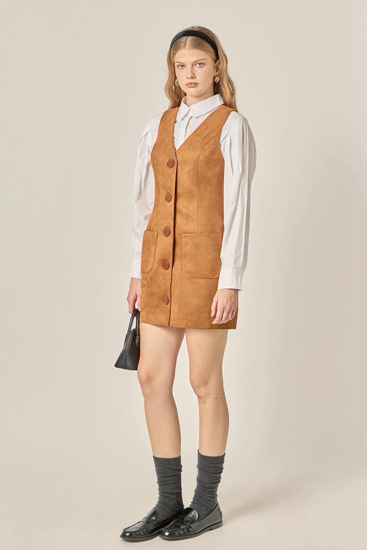 ENGLISH FACTORY - Faux Suede Vest Dress - DRESSES available at Objectrare