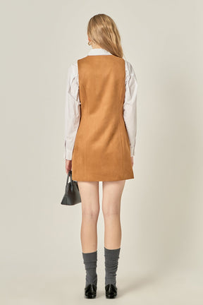 ENGLISH FACTORY - Faux Suede Vest Dress - DRESSES available at Objectrare