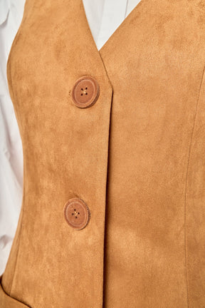 ENGLISH FACTORY - Faux Suede Vest Dress - DRESSES available at Objectrare