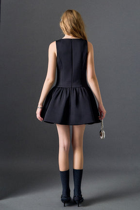ENGLISH FACTORY - Satin Beaded Bow Mini Dress - DRESSES available at Objectrare