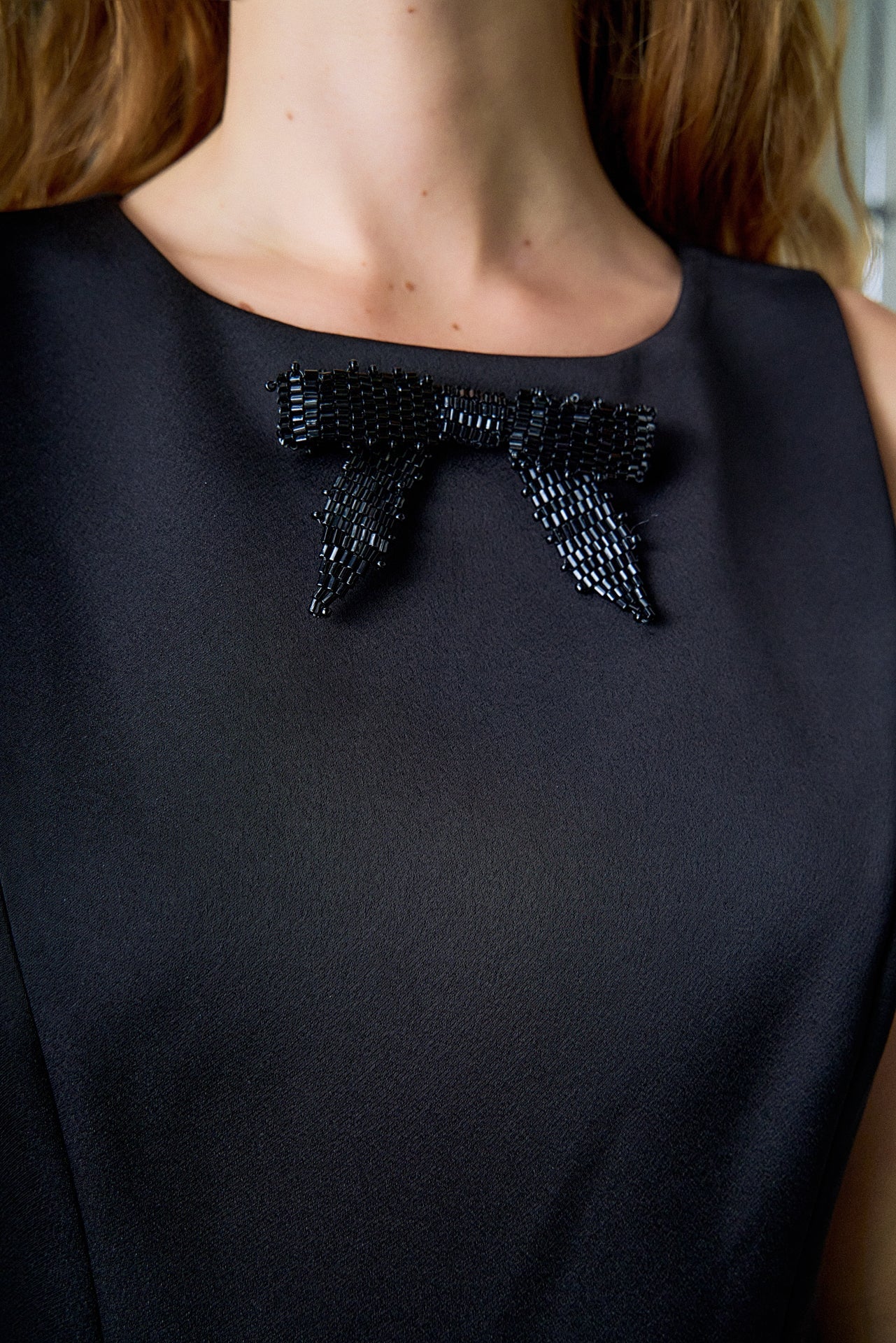 ENGLISH FACTORY - Satin Beaded Bow Mini Dress - DRESSES available at Objectrare