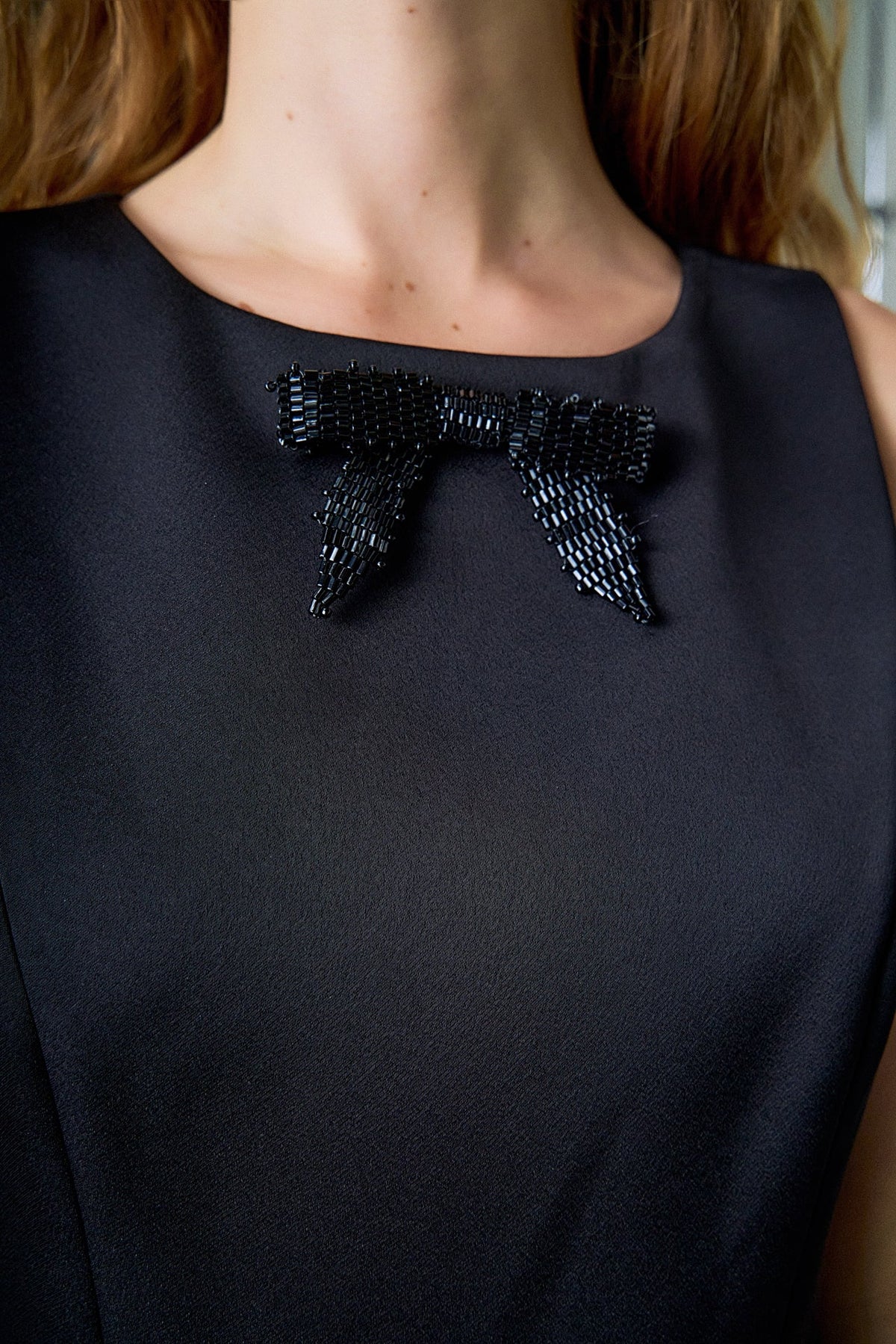 ENGLISH FACTORY - Satin Beaded Bow Mini Dress - DRESSES available at Objectrare