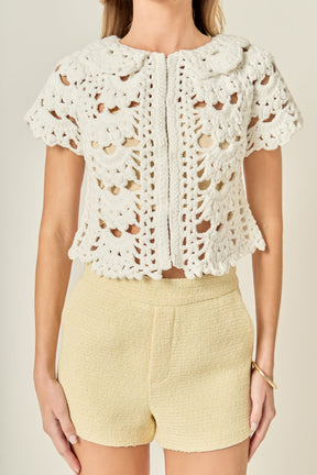 Crochet Knit Crop Cardigan