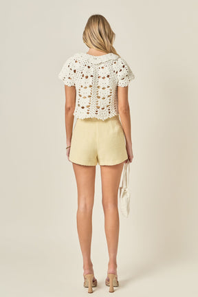 Crochet Knit Crop Cardigan