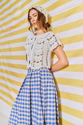 ENGLISH FACTORY - Crochet Knit Crop Cardigan - SWEATERS & KNITS available at Objectrare