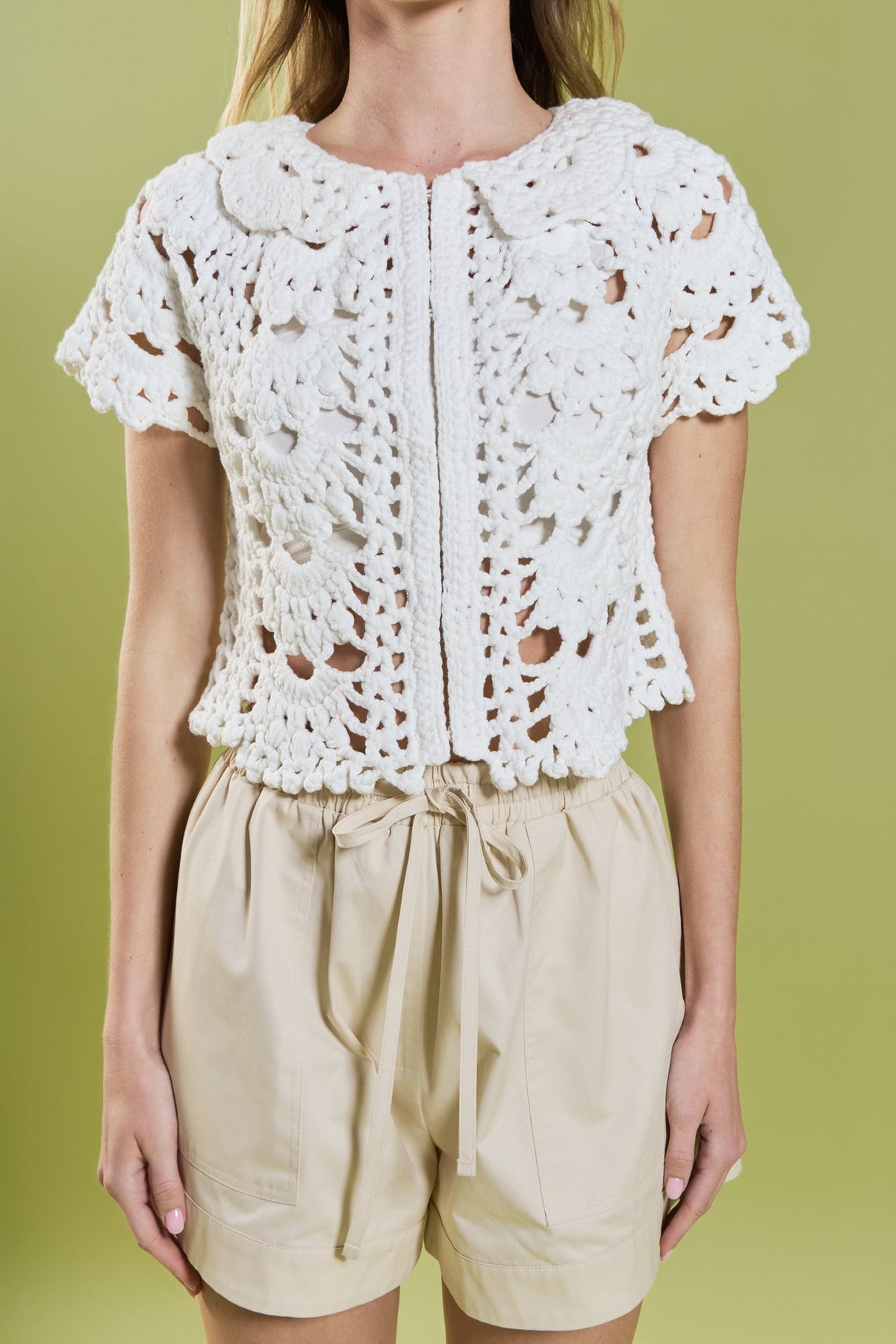 Crochet Knit Crop Cardigan