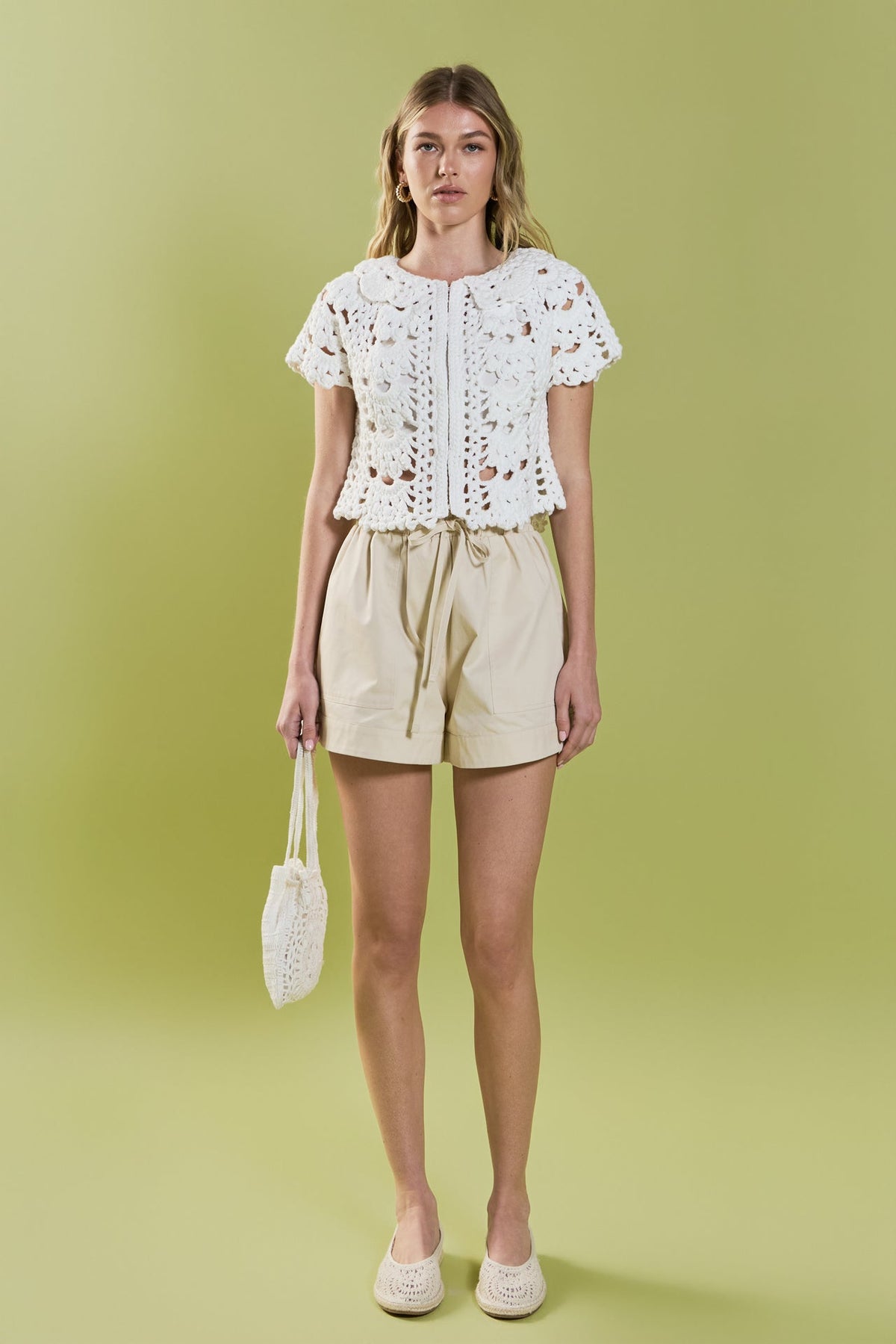 Crochet Knit Crop Cardigan