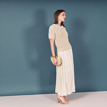 ENGLISH FACTORY - Satin Contrast Mixed Media Midi Dress - DRESSES available at Objectrare